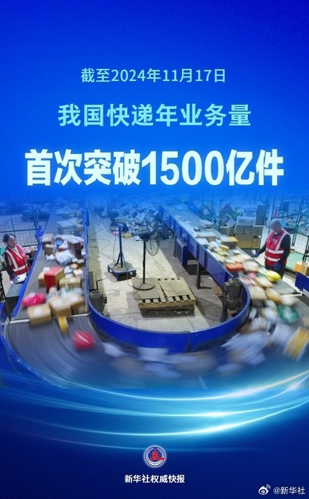 新华社权威快报丨我国一年快递业务量首次突破1500亿件