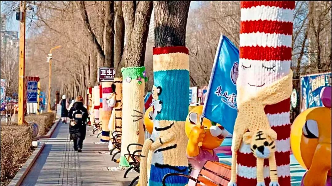 为游客设温暖小屋、大树穿上针织 “新衣”:东北虎林园冬季“换装”迎客 为游客设温暖小屋、大树穿上针织 “新衣”:东北虎林园冬季“换装”迎客