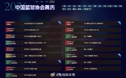 中国篮协公布2026赛历