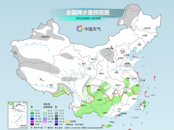 开工首日长江中下游有大范围降雨 未来一周冷空气活动频繁