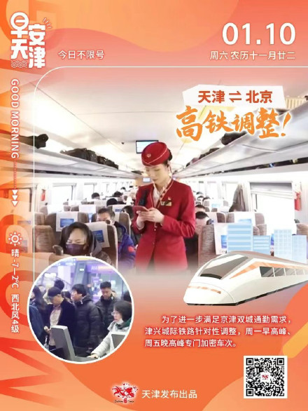 天津⇌北京，高铁调整！