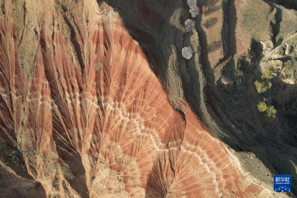 航拍甘肃东乡“羊肉卷”地貌