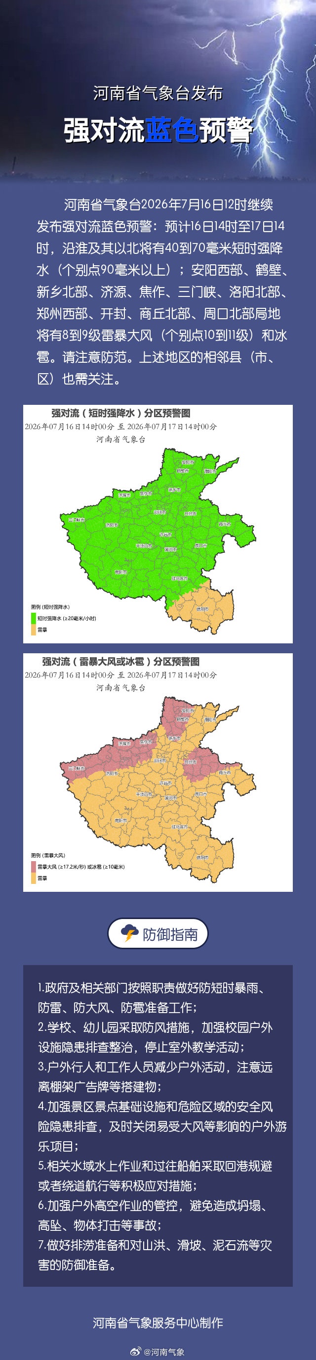 暴雨+强对流！河南发布双预警→