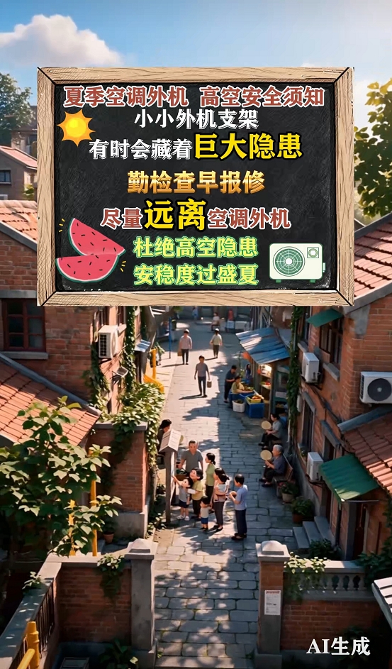 【AI安全小课堂之高温安全】危险就在头顶！夏季空调外机锈蚀脱落风险不容忽视